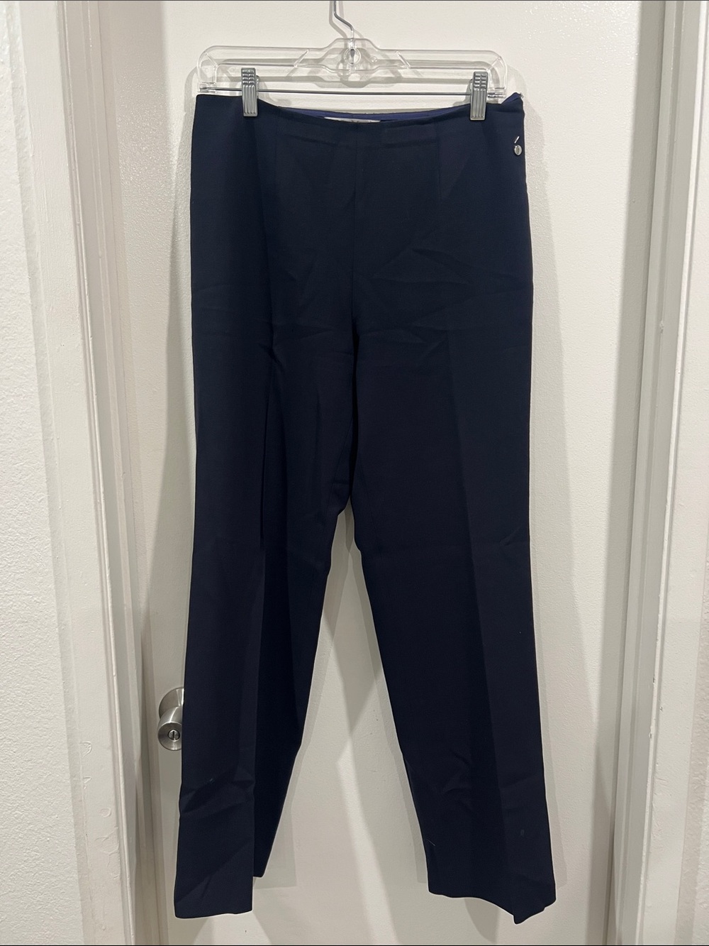 MaxMara Women's Navy Straight Leg Wool Dress Pants Size 10